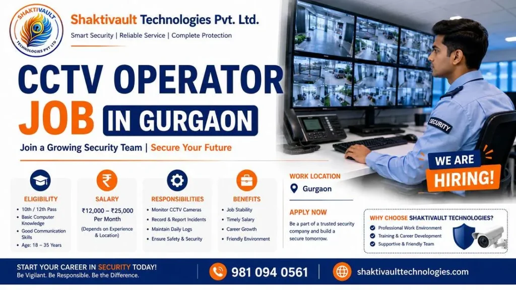 CCTV Operator Jobs | Eligibility, Salary, Skills & Career Opportunities 2 CCTV Operator Job in Gurgaon
